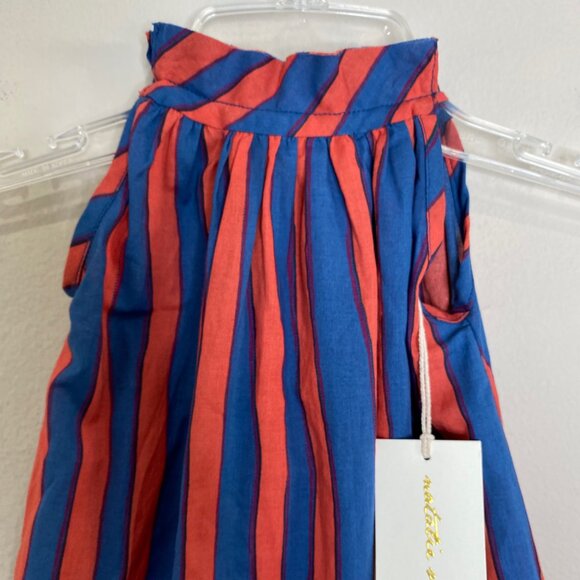 New Natalie Martin Girl's Marlien Sundress Batik Stripe Blue Blood Orange XS 2-3 - Picture 4 of 11